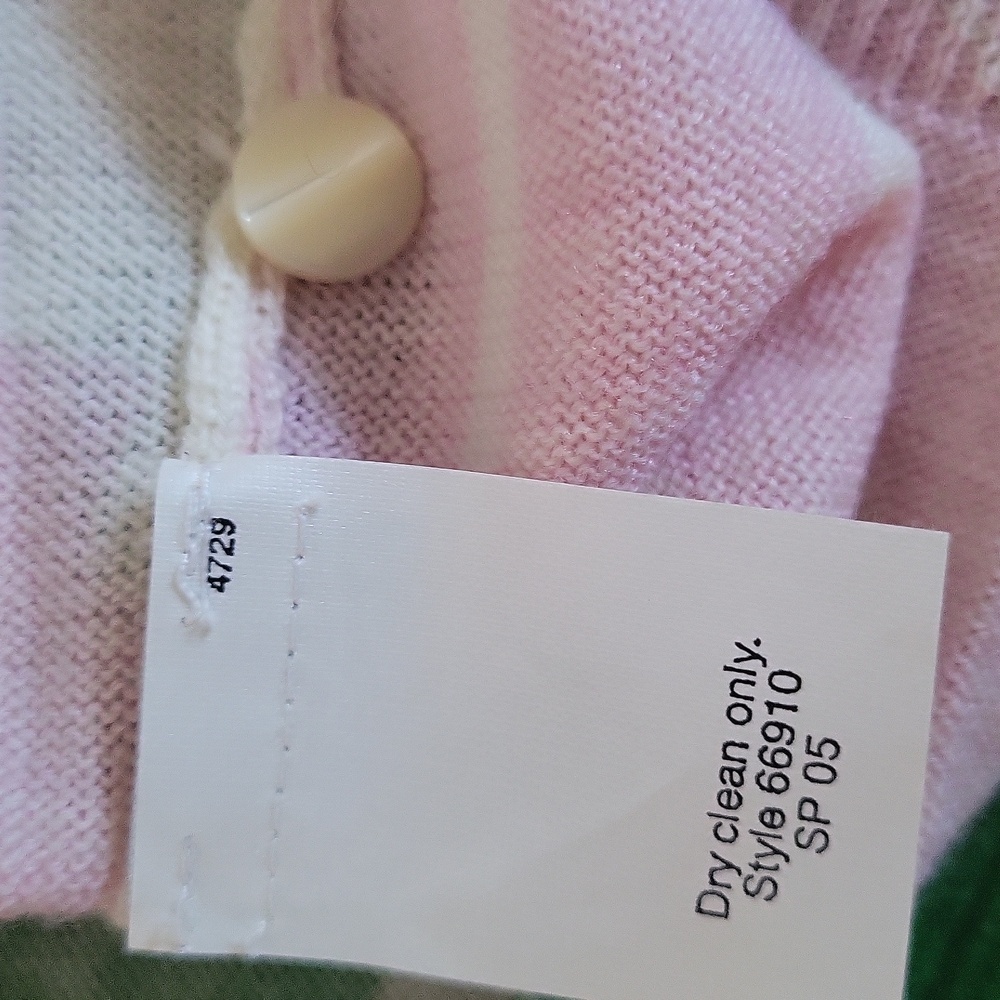 Vintage J. Crew Floral Wool Cardigan Pink Green Size Large - Picture 8 of 8